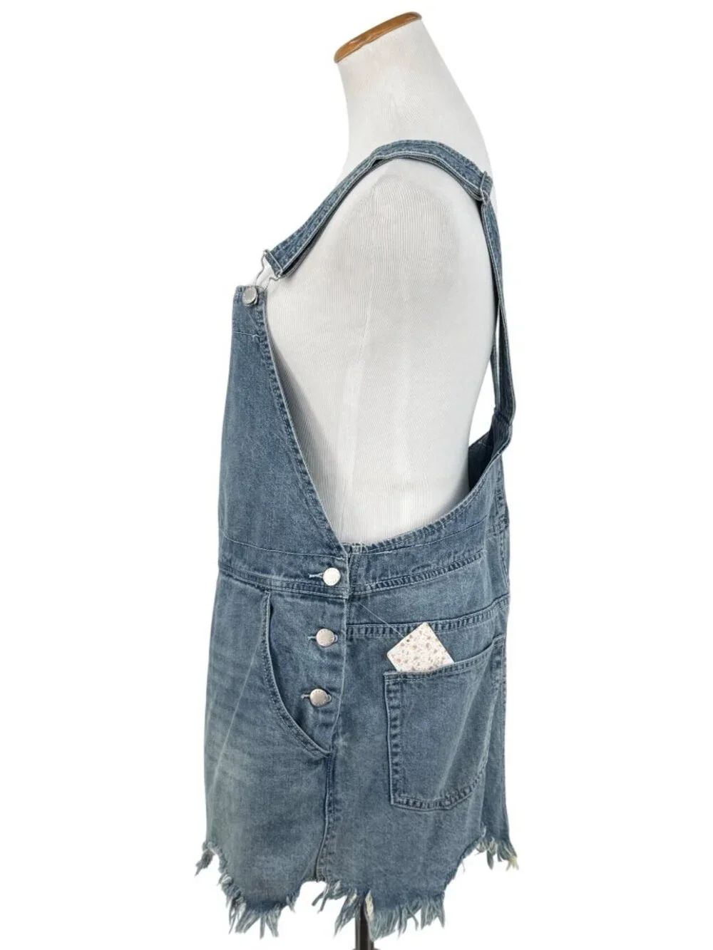 NWOT Free People Distressed Denim Overall Mini Skirt 12/L | Indie Sleaze Grunge - Picture 10 of 16